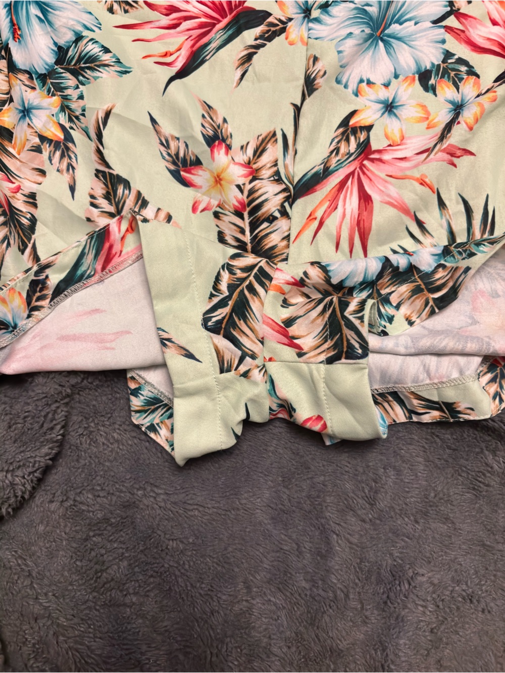 Hurley Mint Tropical Floral Romper with Pink & Blue Flowers - Picture 2 of 5